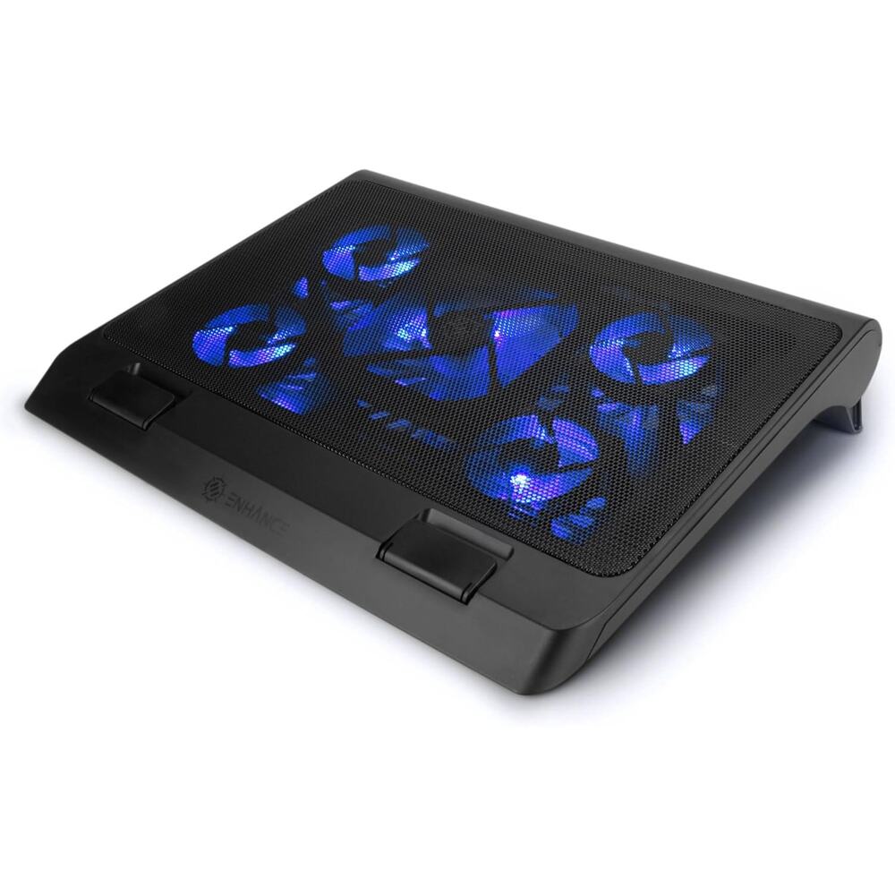 ENHANCE Gaming Laptop Cooling Pad -BLUE LED Cooler Fans Ultra Quiet, Adjustable